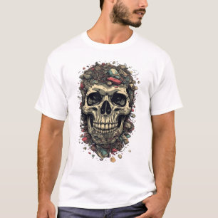 T-Shirt Cyber Junk Déchets Électroniques Crâne Sur