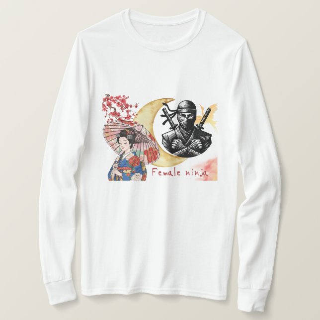 T-shirt Cyber Kunoichi: Neon Night Shinobi Edition (Design devant)