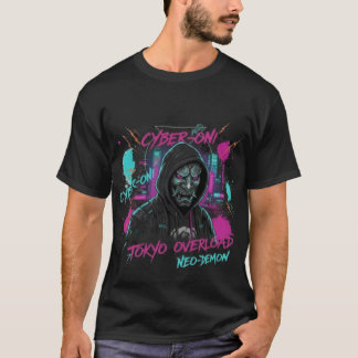 T-shirt Cyber-Oni & Tête de Chat Robotique | Neo-Tokyo Vap