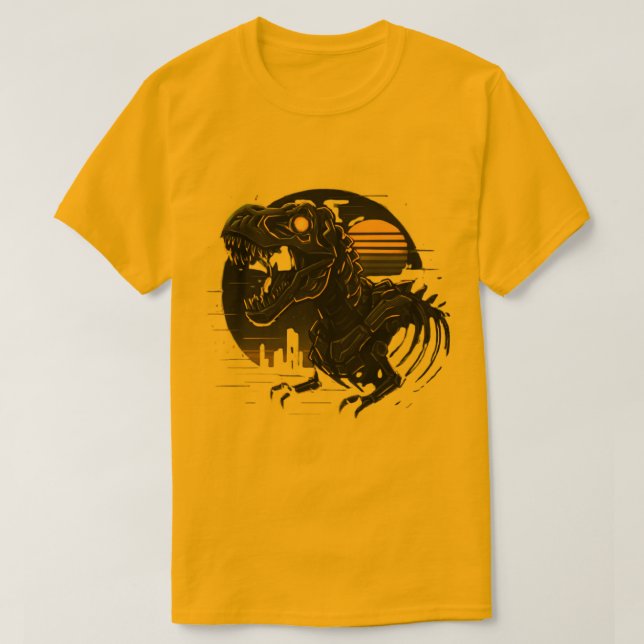 T-Shirt Cyber Rex Neon Skeleton Vintage (Design devant)