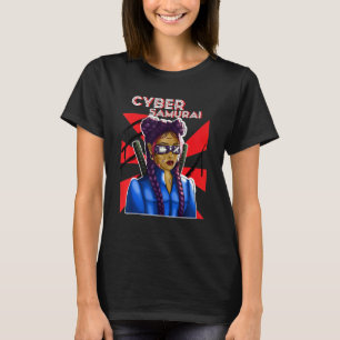 T-shirt Cyber Samurai Girl Gamer Katana Japonais Virtual R