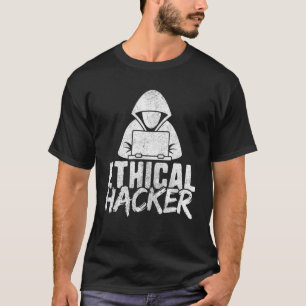 T-shirt Cyber Sécurité Pour Hommes Geek Casquette Blanc Ét