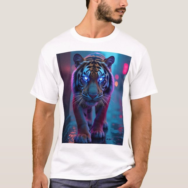 T-shirt Cyber Tiger - Fierce, audacieux et futuriste (Devant)