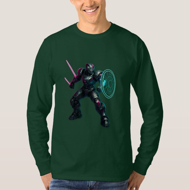 T-shirt Cybernetic Gladiator – Neon Blade Warrior (Devant)