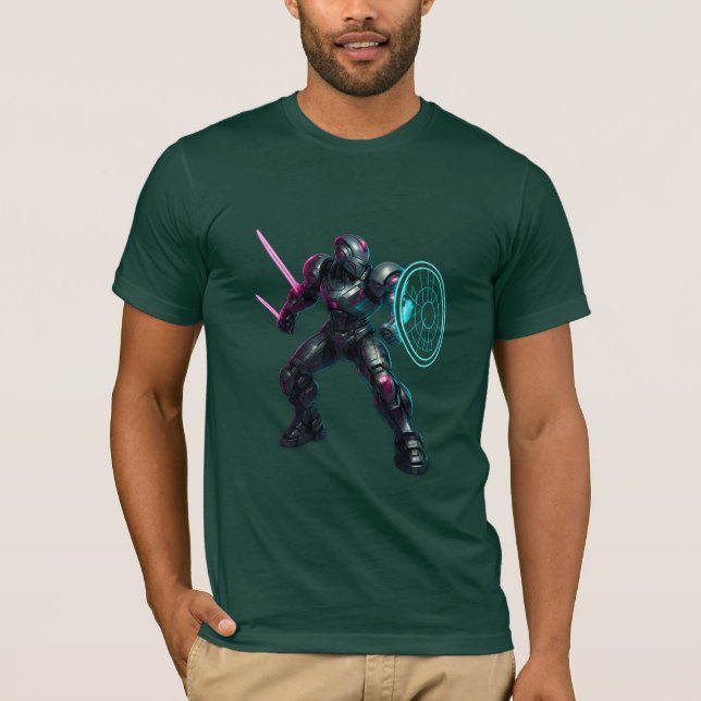 T-shirt Cybernetic Gladiator – Neon Blade Warrior (Devant)