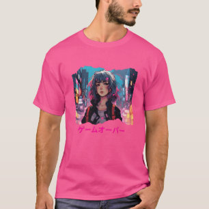 T-shirt Cyberpunk Anime Game Over retro
