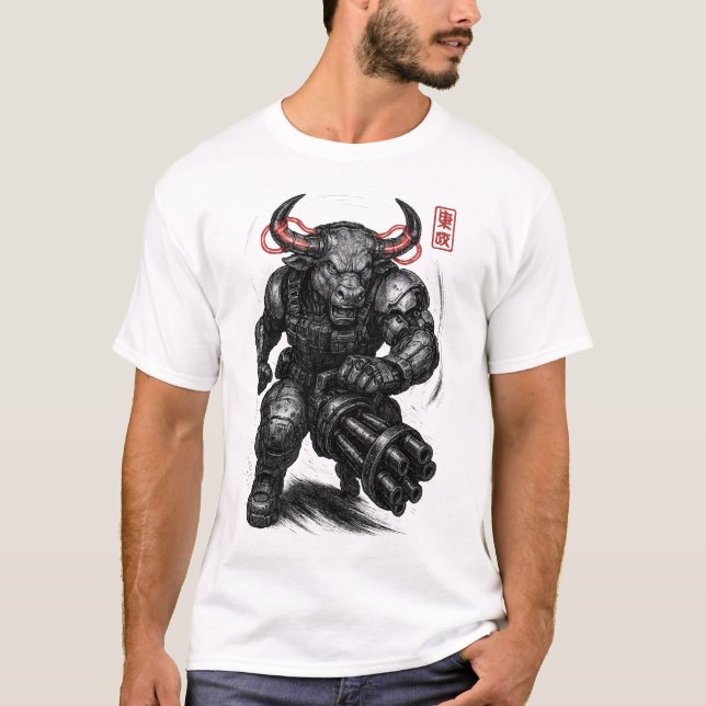 T-shirt Cyberpunk Bull (Berserker) (Devant)