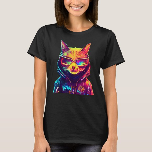T-shirt Cyberpunk Chat 6 (Devant)