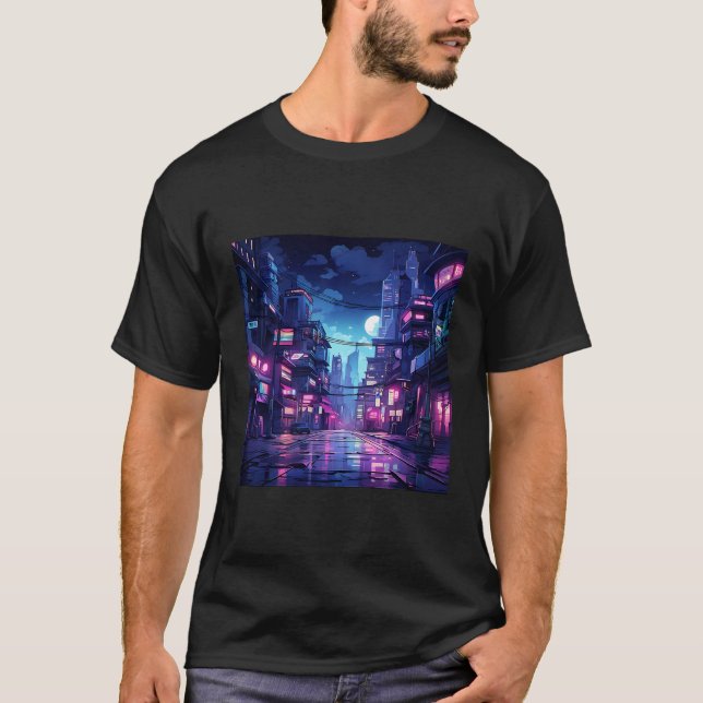 T-shirt Cyberpunk City Tech (Devant)