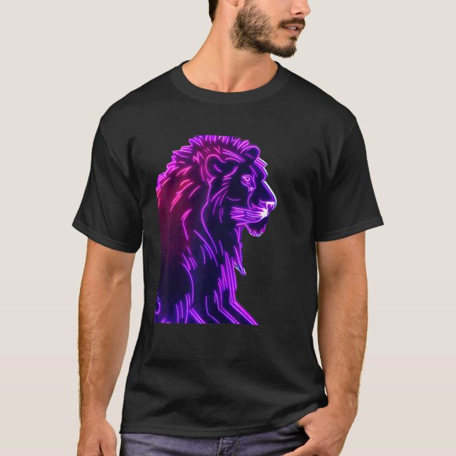 T-shirt Cyberpunk Colorful Punk Leon Unique Purple Animal  (Devant)