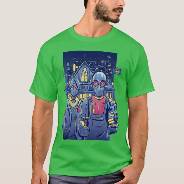 T-shirt Cyberpunk Couple In City girl (Devant)