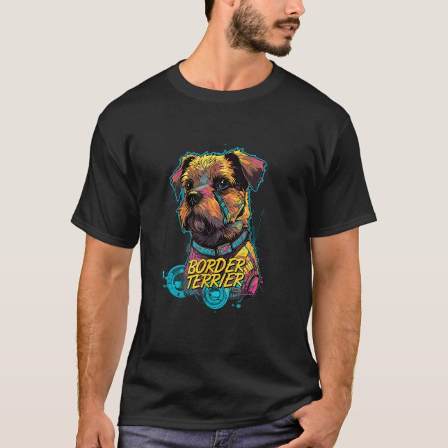 T-shirt Cyberpunk frontière Terrier futuriste frontière Te (Devant)
