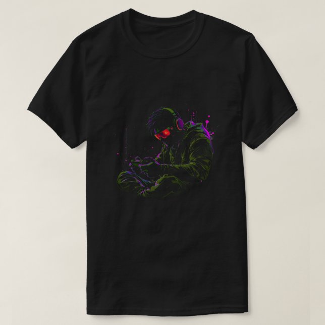 T-shirt Cyberpunk Gamer Illustration (Design devant)