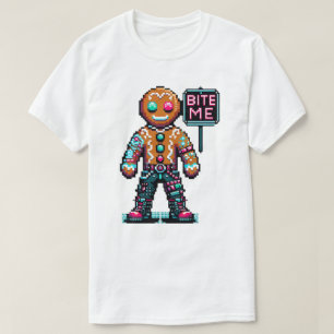 T-shirt Cyberpunk Gingerbread Man - Noël "Bite Me"