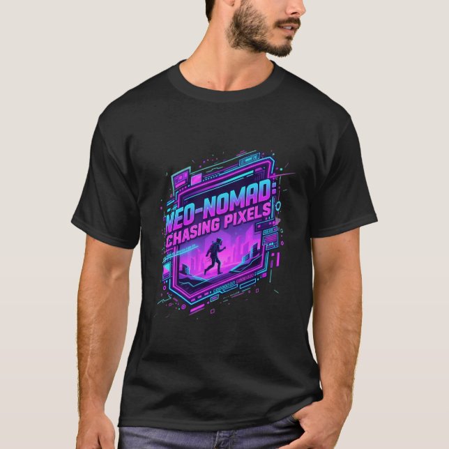 T-shirt  ​Cyberpunk Neo-Nomad Synthwave Art - Retro Future (Devant)