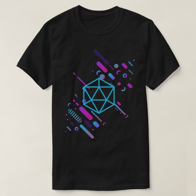 T-shirt Cyberpunk Neon D20 Dice Tabletop RPG (Design devant)