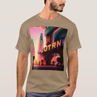 T-shirt Cyberpunk Outrun Ville Futuriste IA Généré Art