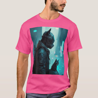 T-shirt Cyberpunk Panther Sci-Fi Futuristic Wildlife City