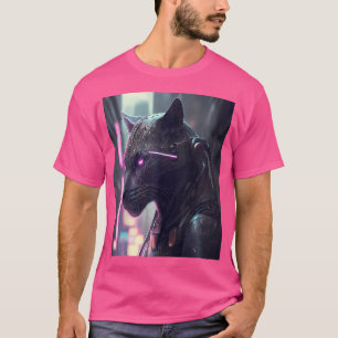 T-shirt Cyberpunk Panther Sci-Fi Futuristic Wildlife City