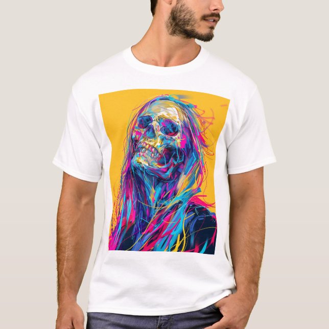 T-shirt Cyberpunk Rainbow Girl Long Coiffure (Devant)