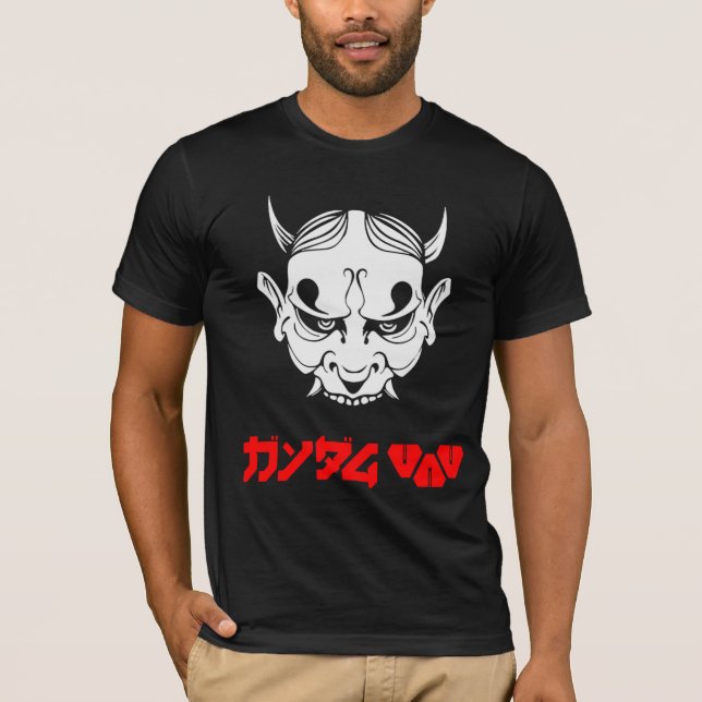 T-shirt Cyberpunk Samurai Demon Hannya Mask  (Devant)