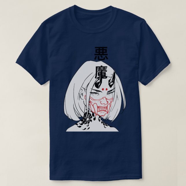 T-shirt Cyberpunk Samurai Evil Girl (Design devant)