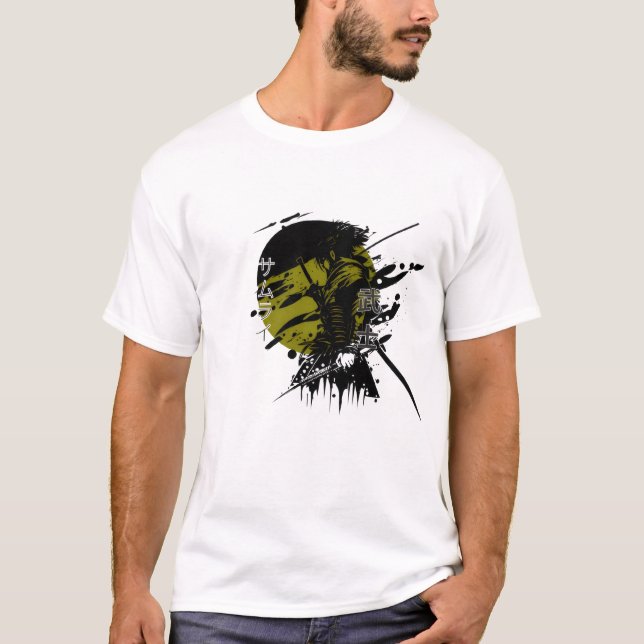 T-shirt Cyberpunk Samurai Grunge japonais Graphisme Tee (Devant)