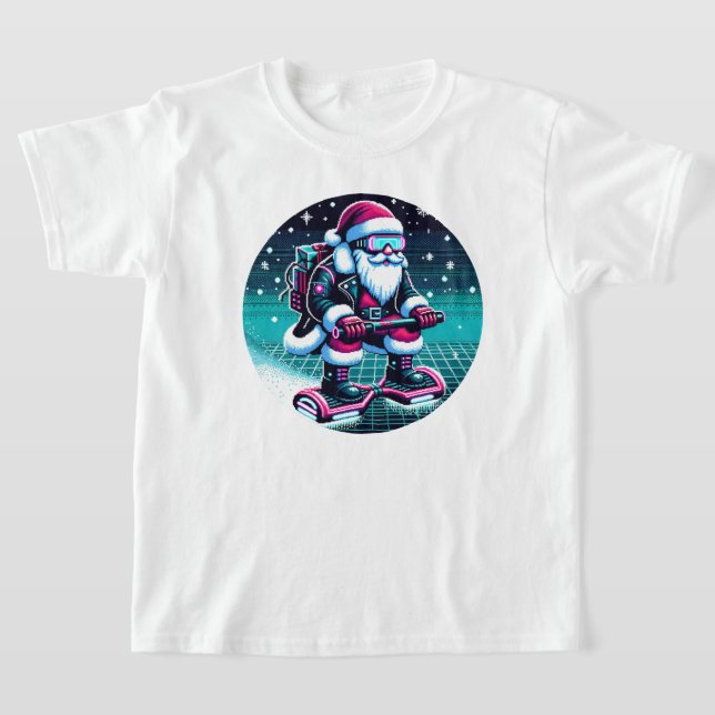 T-shirt Cyberpunk Santa Claus - Vacances Futuristes 8 bits (Poser)