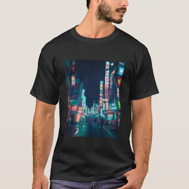 T-shirt Cyberpunk Shinjuku Glitch Essentiel (Devant)