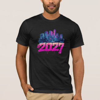 T-shirt Cyberpunk Skyline 2027 Graffiti Néon