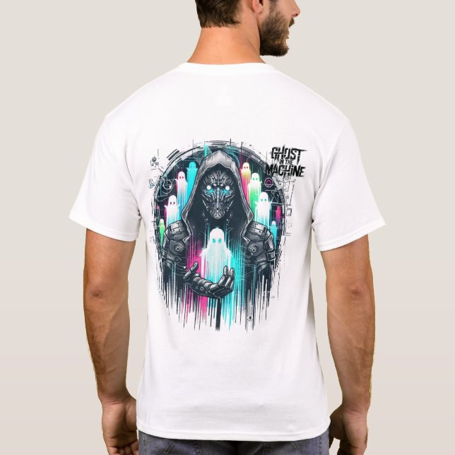 T-shirt 🤖 Cyberpunk Streetwear Gamer Ghost dans la machin (Dos)