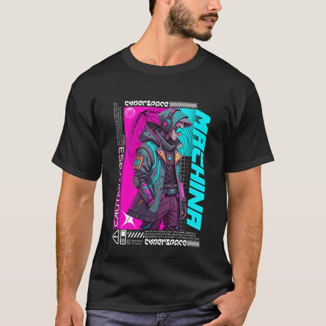 T-shirt Cyberpunk urbain Streetwear Machina Technologie fu (Devant)