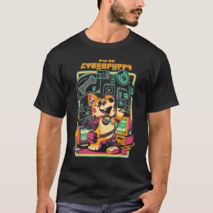 T-shirt Cyberpuppy Cyborg Corgi science fiction futuriste