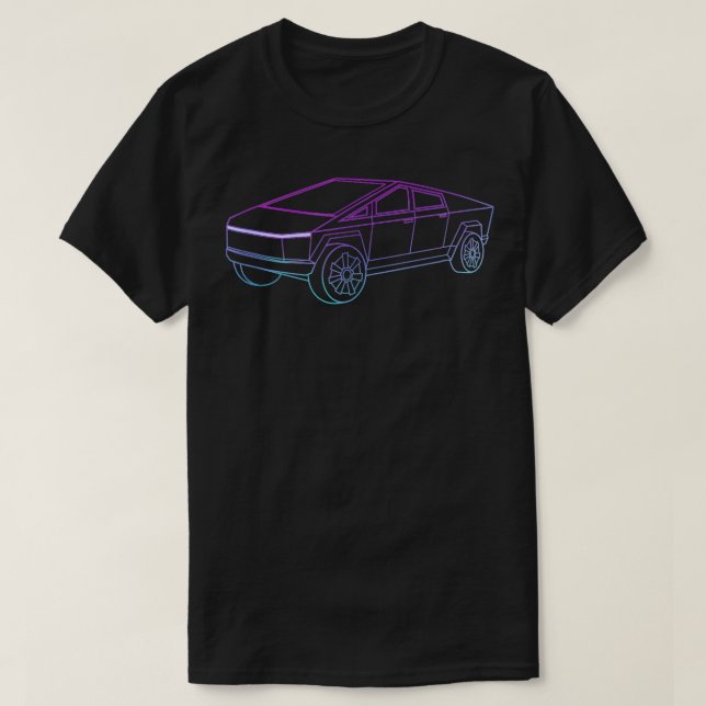 T-shirt CyberTrucks Line Art Futuriste Camion Conception C (Design devant)