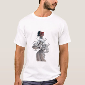 T-shirt Cyborg élégant en mode futuriste blanche