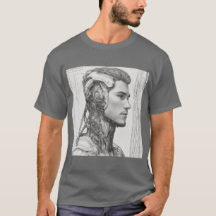 T-shirt Cyborg enchanté : Conception minimaliste d'art en