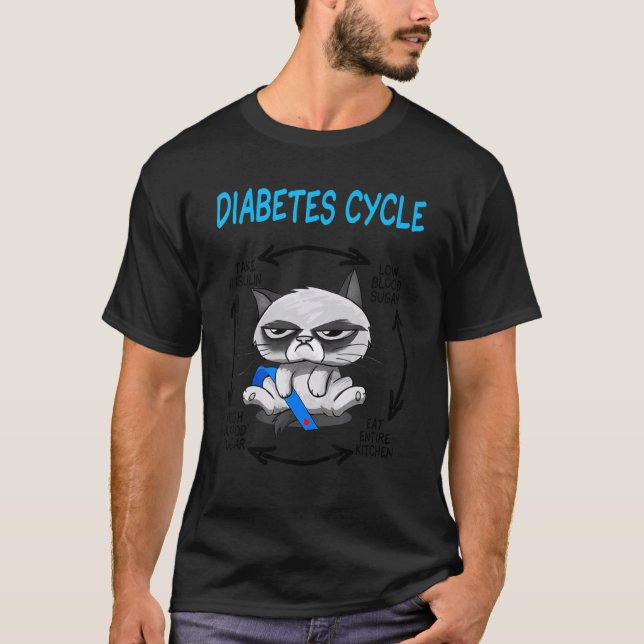 T-shirt Cycle de diabète de chat (Devant)