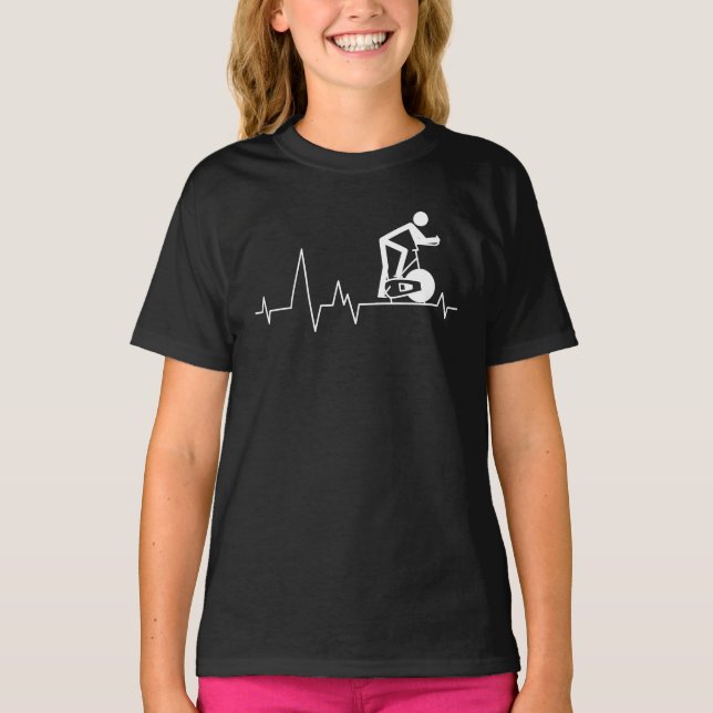 T-shirt Cycle de rotation interne Heartbeat moto mignonne (Devant)