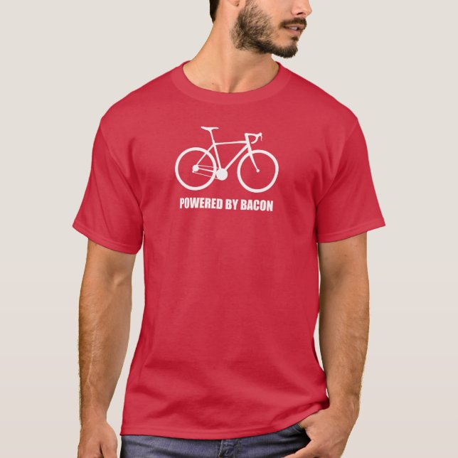 T-shirt Cyclisme Alimenté Par Bacon (Devant)