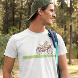 T-shirt Cyclisme Chien et écureuil Whimsical Animaux Conce