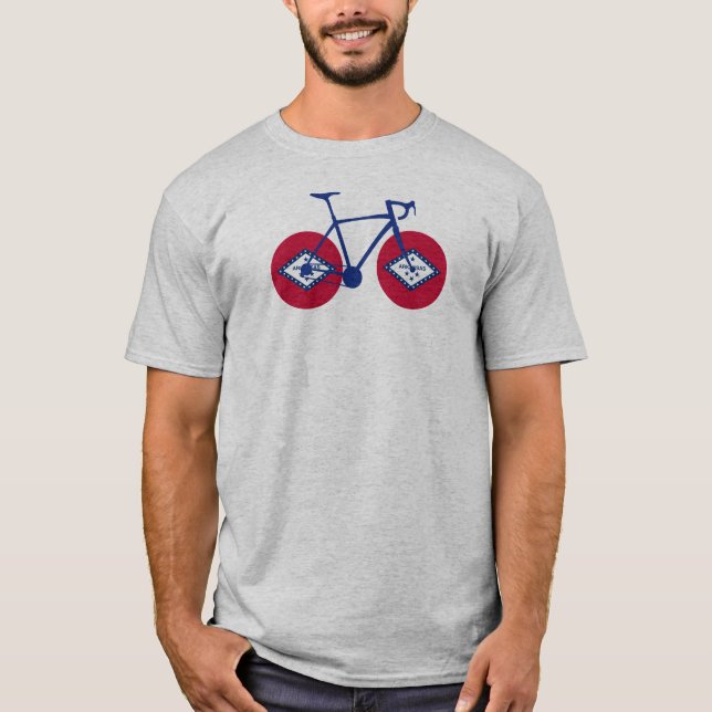 T-shirt Cyclisme sur le drapeau de l'Arkansas (Devant)