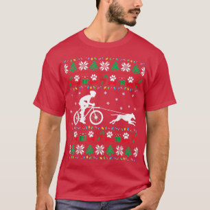 T-shirt Cyclisme Vélo Avec Chiens Doux de Noël moche Xm