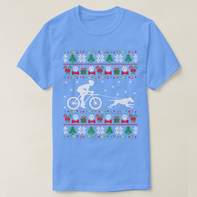 T-shirt Cyclisme Vélo Avec Chiens Doux de Noël moche Xm (Design devant)