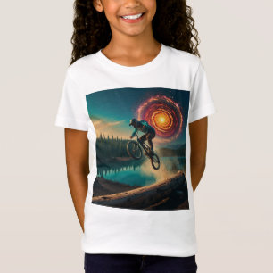 T-Shirt Cycliste BMX au bord d'un lac forestier