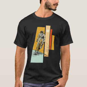T-shirt Cycliste cool À Vélo Sur Un Sentier Vintage Retro