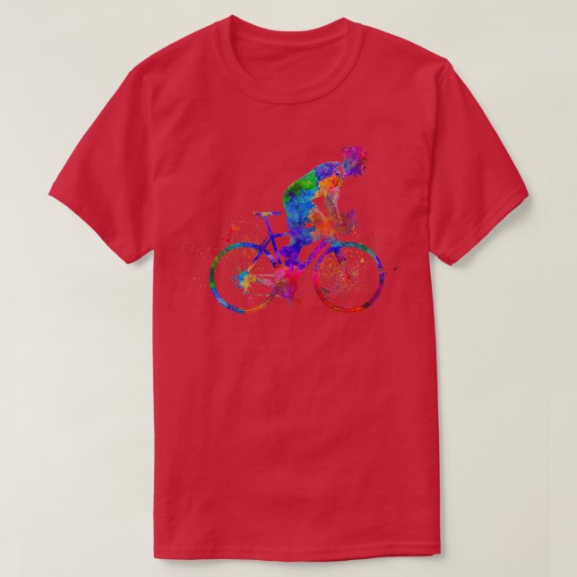 T-shirt Cycliste en aquarelle (Design devant)