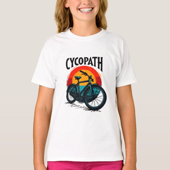 T-shirt Cycopath : Vélo énergétique avec le soleil couchan (Devant)