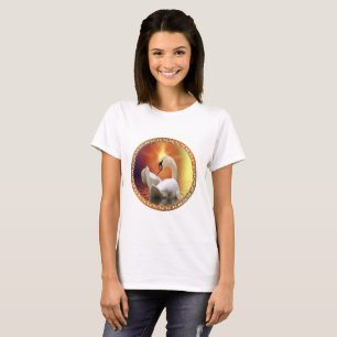 T-shirt Cygne blanc avec fond or et orange