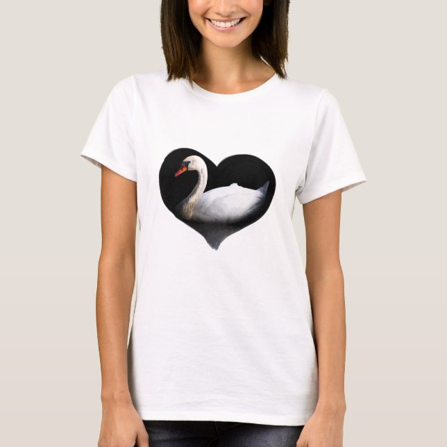 T-shirt Cygne blanc sur noir (Devant)