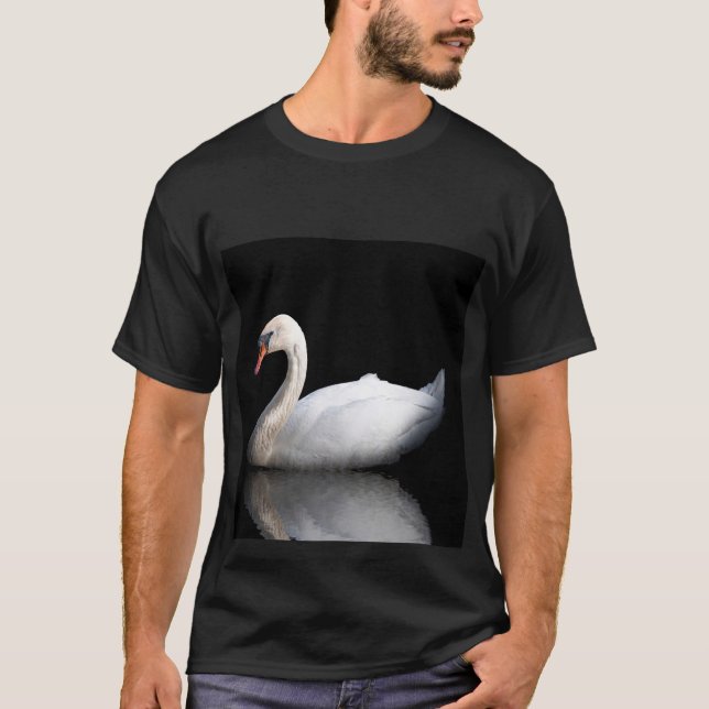 T-shirt Cygne blanc sur noir (Devant)